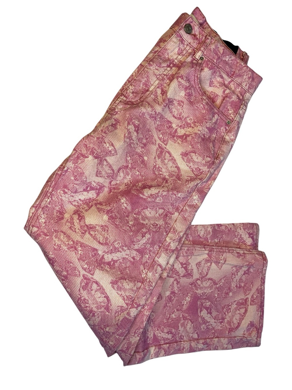 BDG Pink Patterned Straight-Leg Jeans